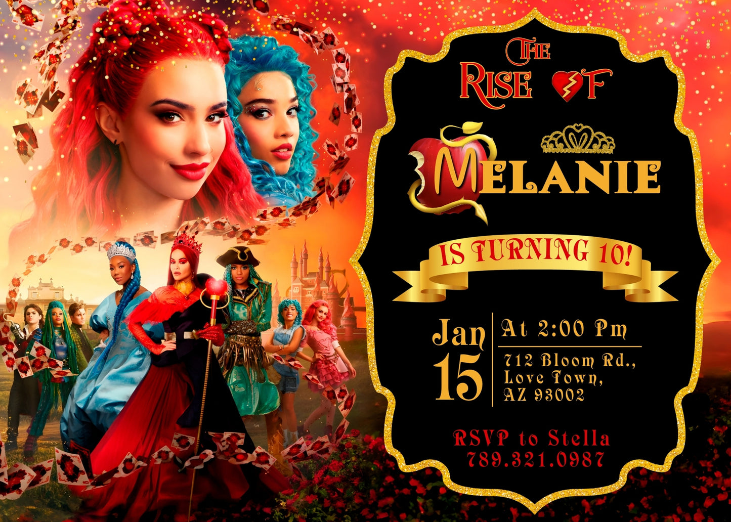 Descendants The Rise of Red Disney customizable invitation template | Share or Print | XR489
