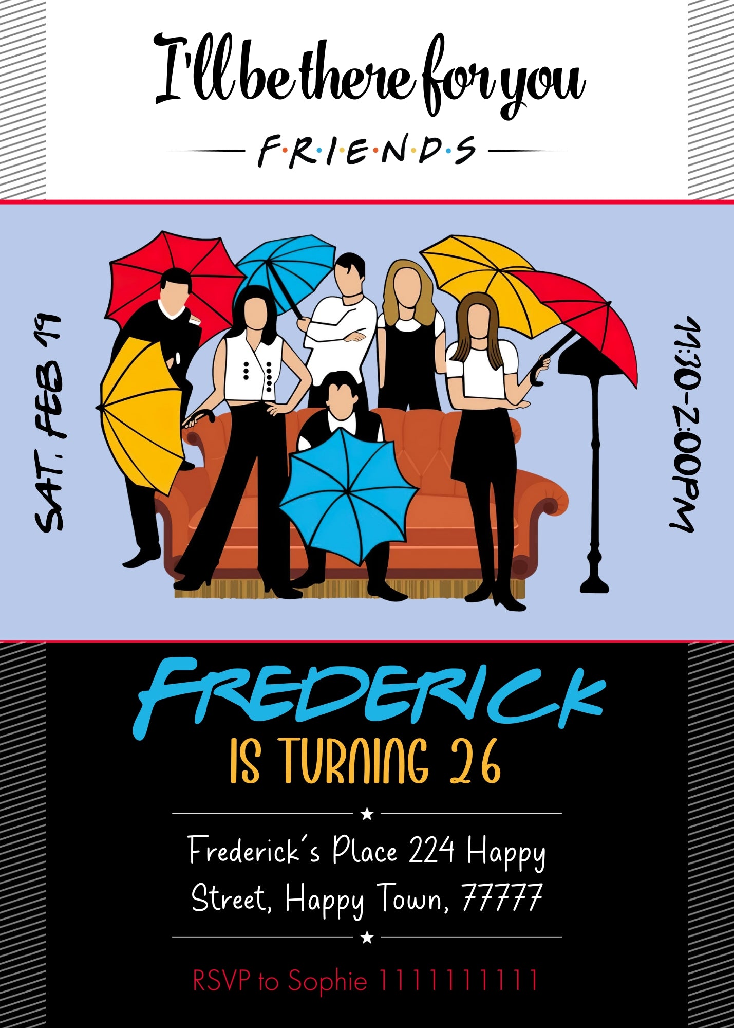 Friends TV Show customizable invitation template | Share or Print | HK663