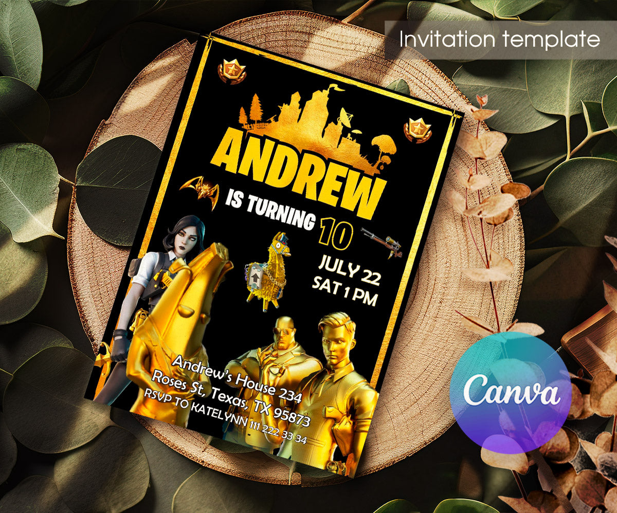 Fortnite Gamer customizable invitation template | Share or Print | boy | EM791