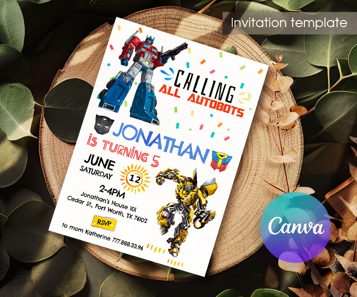 Transformers Rescue Bots customizable invitation template | Share or Print | boy | HO837