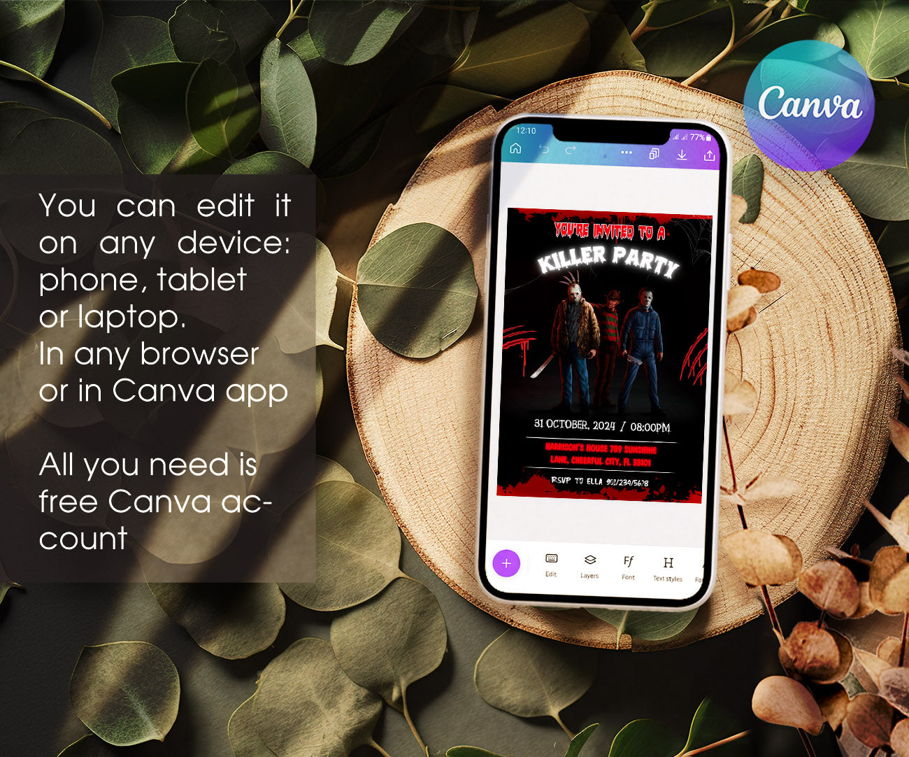 Horror Killer Movie Party customizable invitation template | Share or Print | SR056
