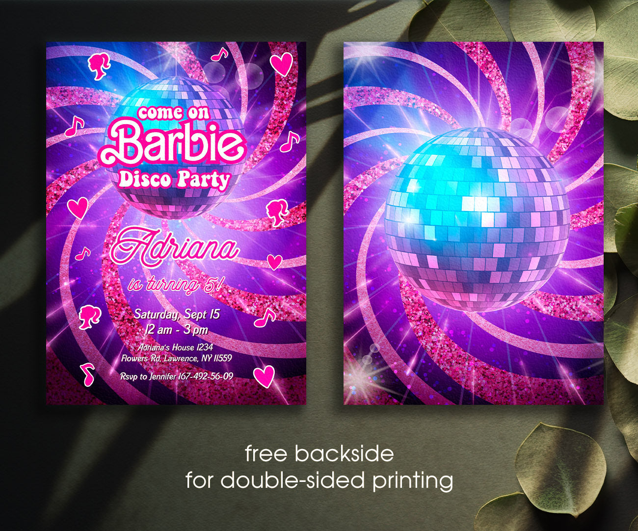 Barbie Disco Pink customizable invitation template | Share or Print | girl | NZ810