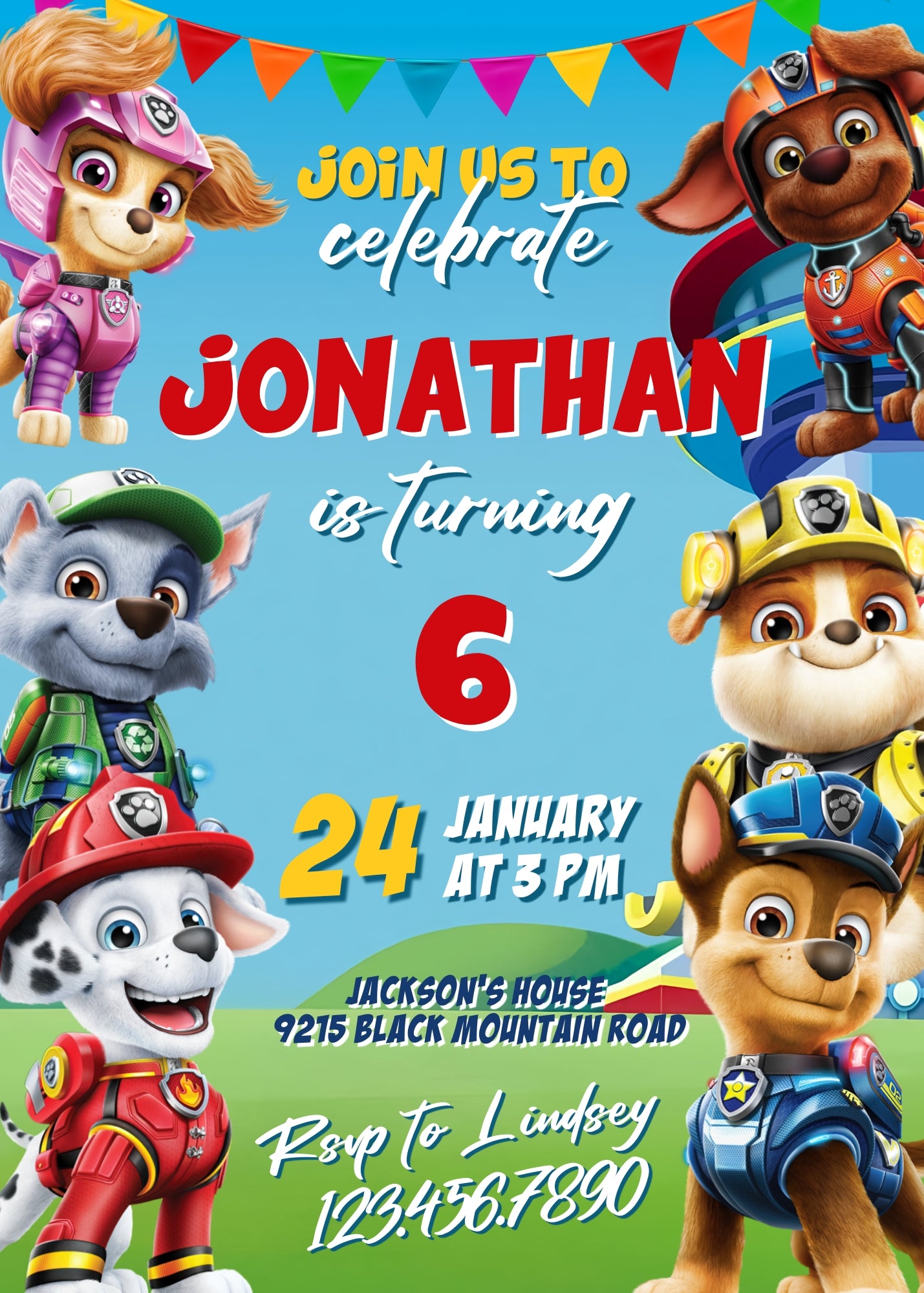 PAW Patrol customizable invitation template | Share or Print | TZ754