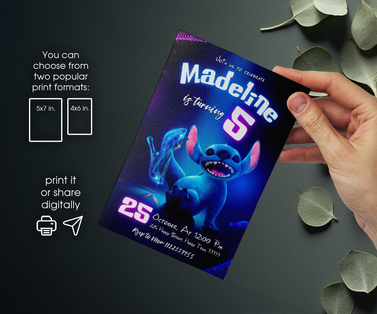 Lilo & Stitch Aloha customizable invitation template | Share or Print | RO596