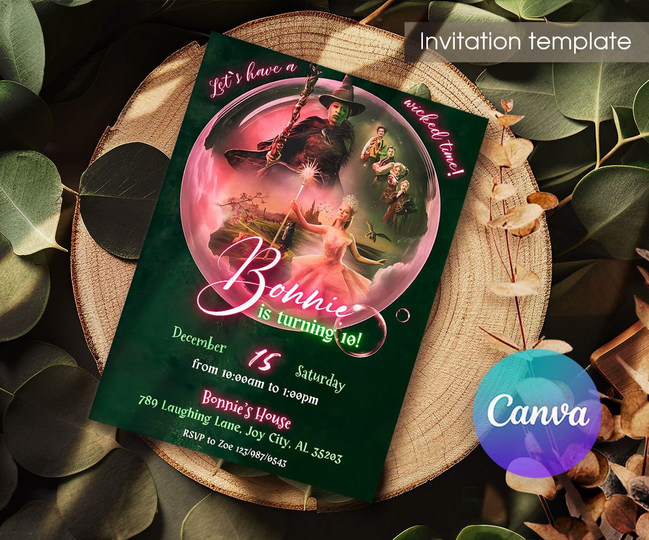 Wicked Musical Movie customizable invitation template | Share or Print | DF141