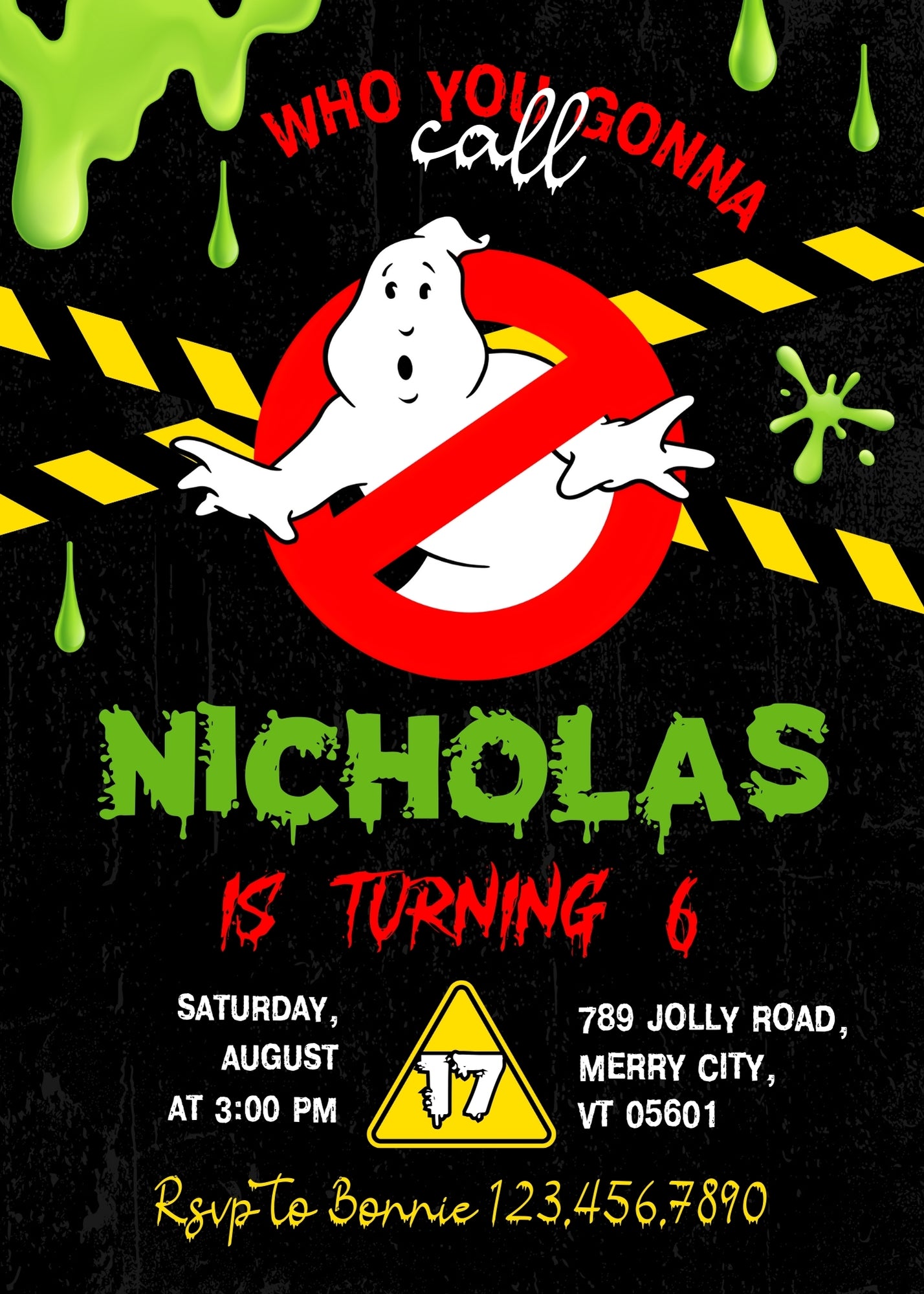 Ghostbusters customizable invitation template | Share or Print | HE271