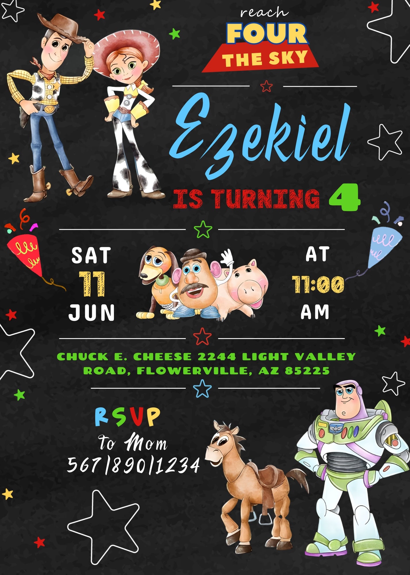 Toy Story Woody customizable invitation template | Share or Print | QG770