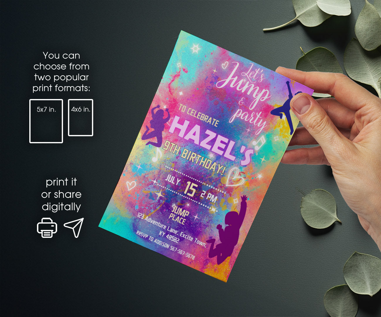Trampoline Jump Party customizable invitation template | Share or Print | AL010