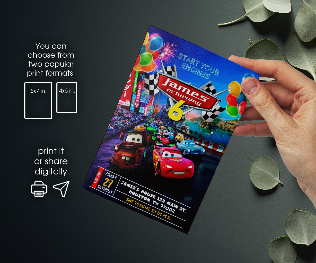 Cars Lightning McQueen customizable invitation template | Share or Print | boy | IT600