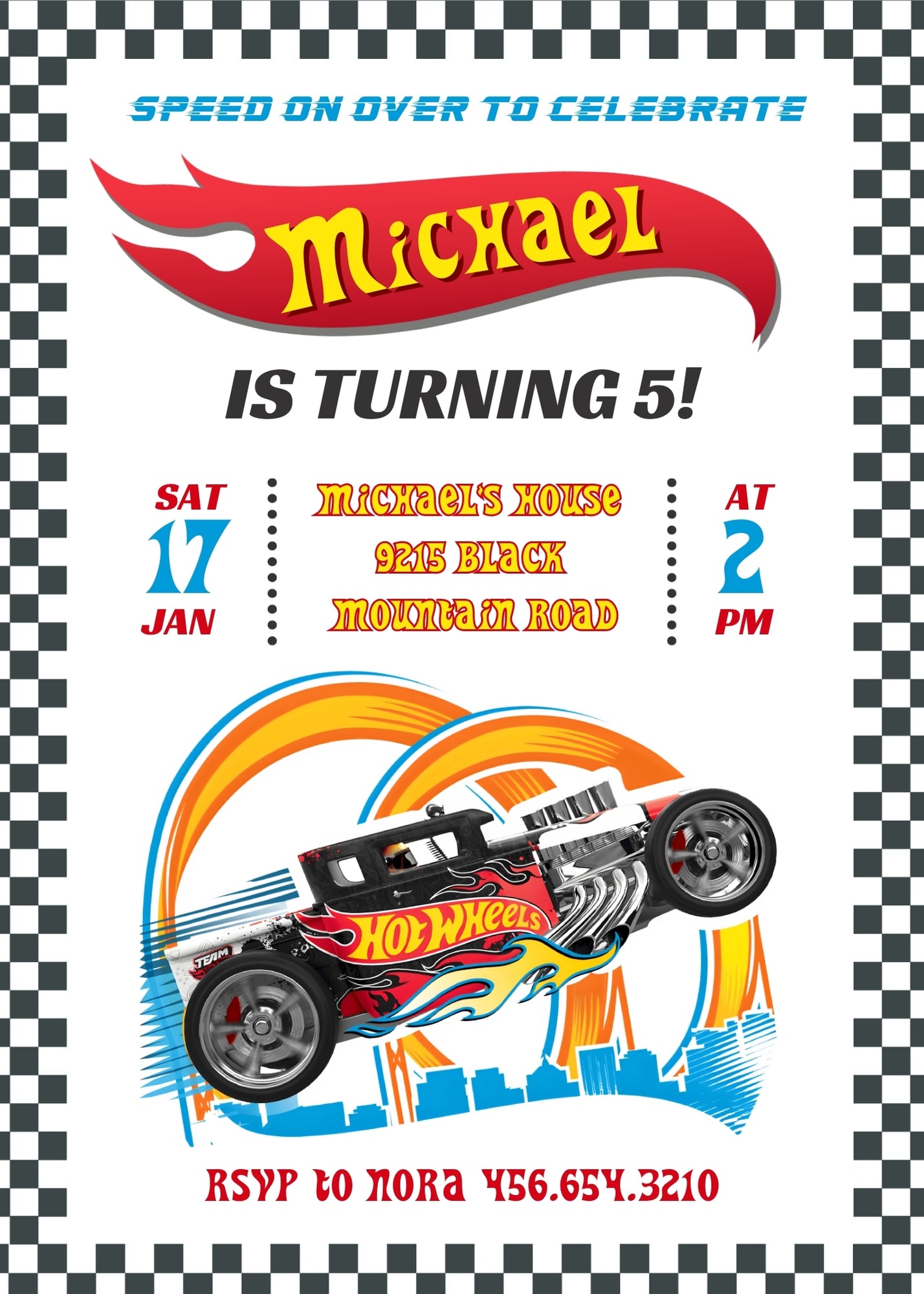 Hot Wheels Racing customizable invitation template | Share or Print | boy | AG152
