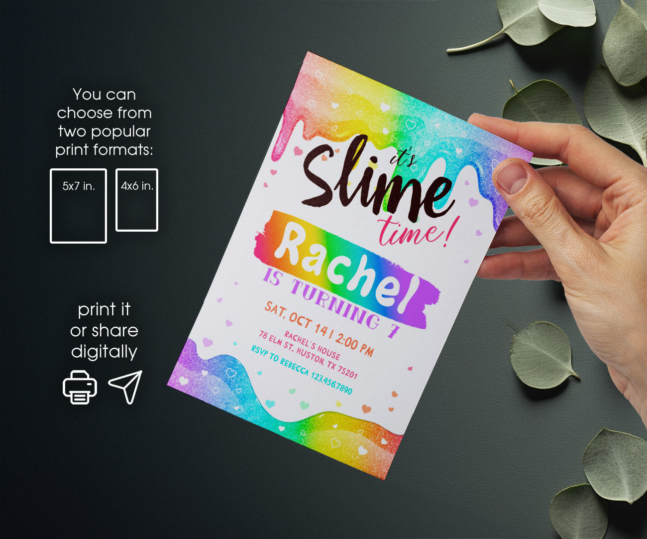 Slime Diy Party customizable invitation template | Share or Print | NB830