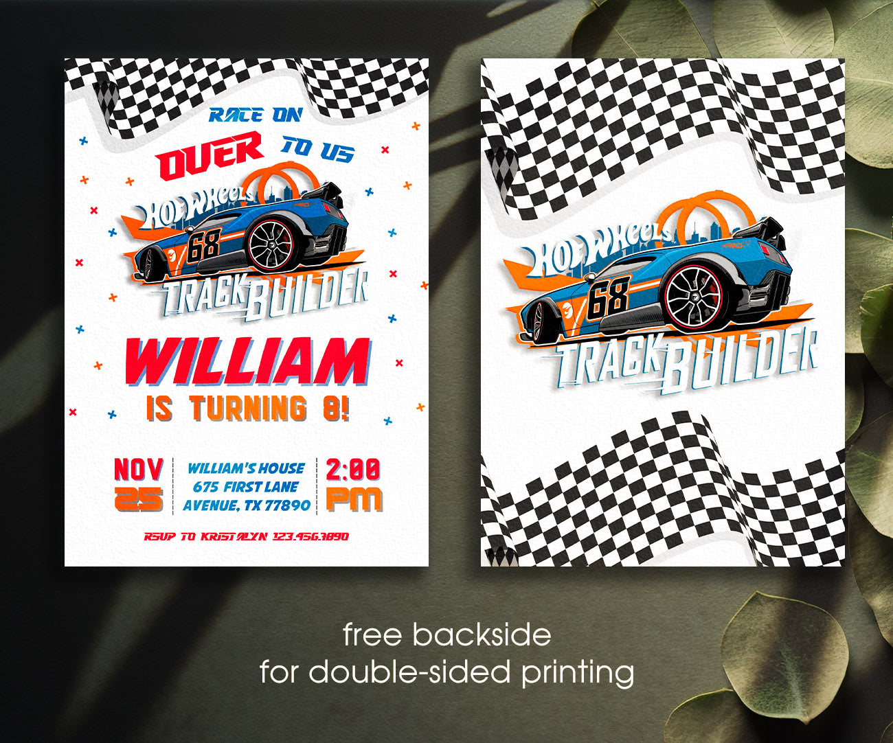 Hot Wheels Racing customizable invitation template | Share or Print | boy | EO473