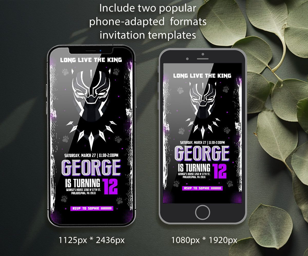 Black Panther Superhero Marvel customizable invitation template | Share or Print | boy | IG696