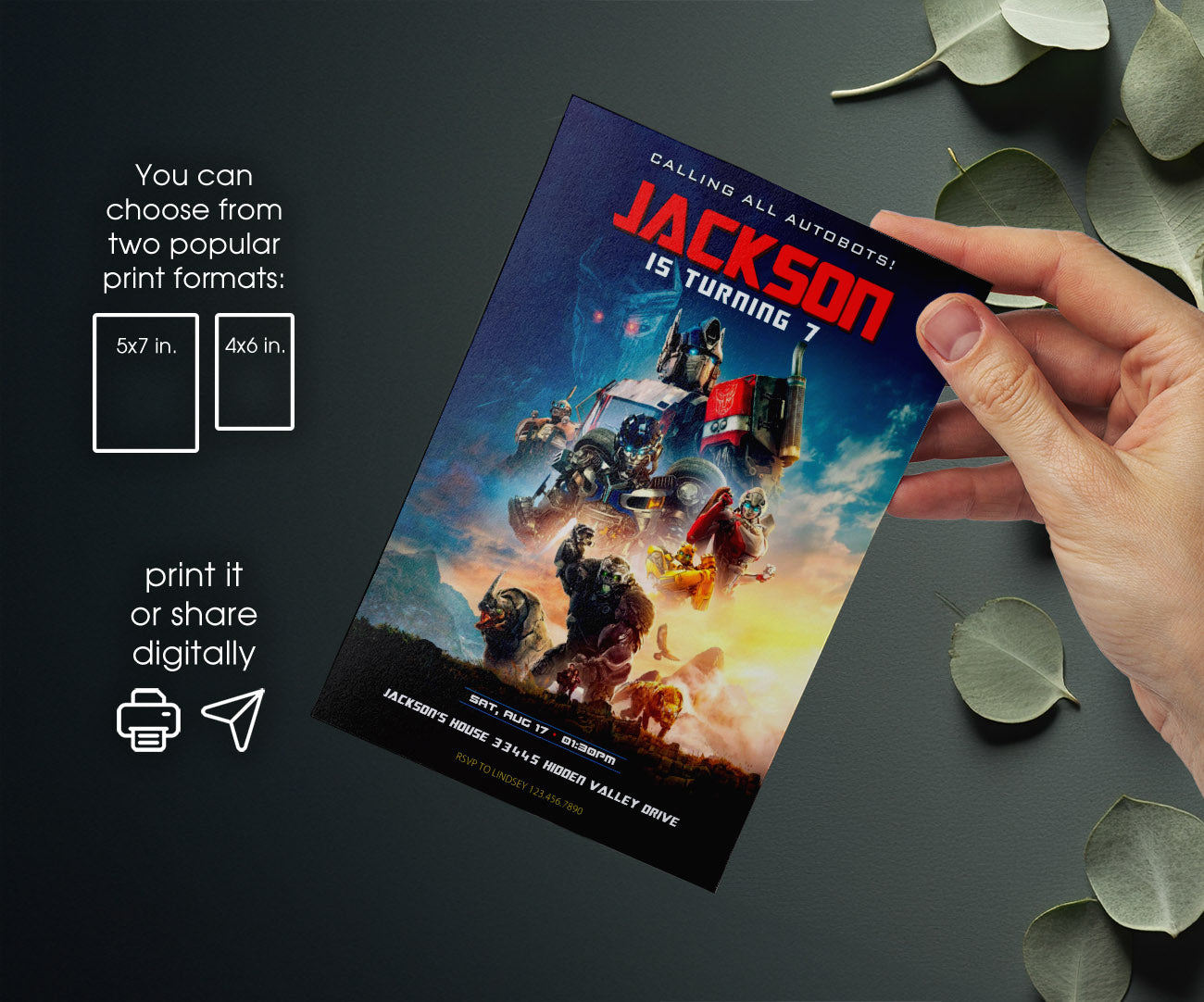 Transformers Rescue Bots customizable invitation template | Share or Print | boy | SZ410
