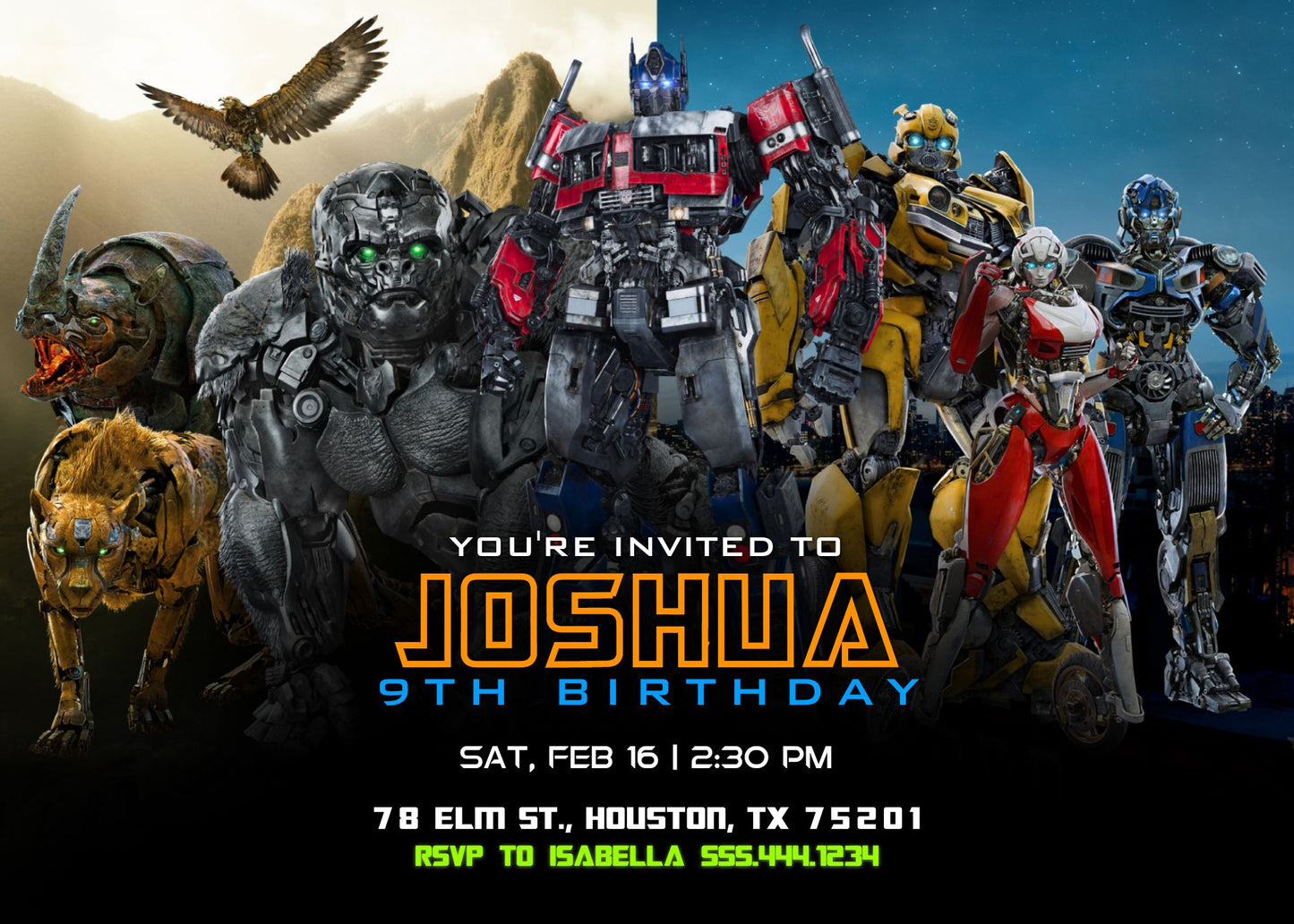 Transformers Rescue Bots customizable invitation template | Share or Print | boy | TP309