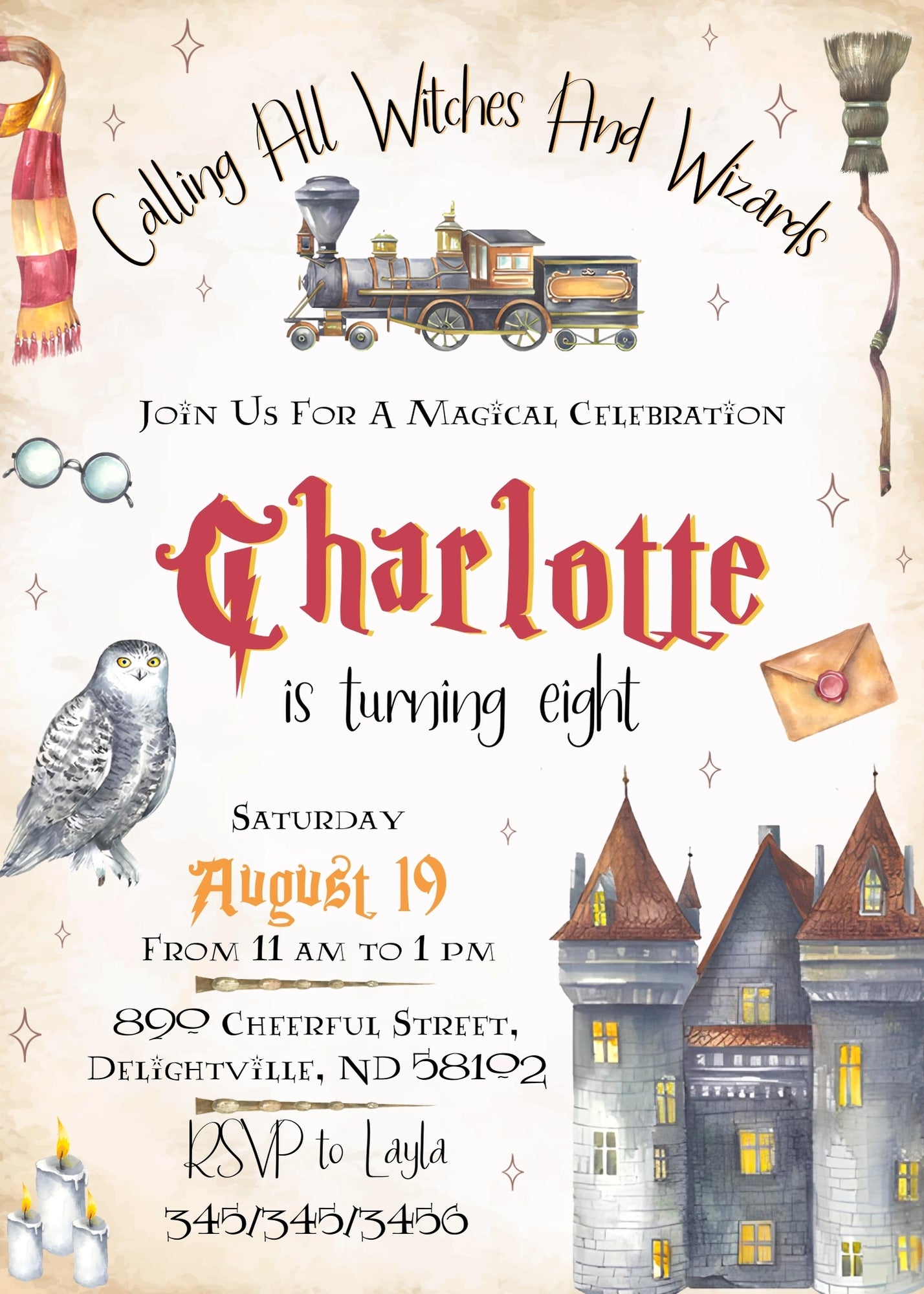 Harry Potter customizable invitation template | Share or Print | FK836
