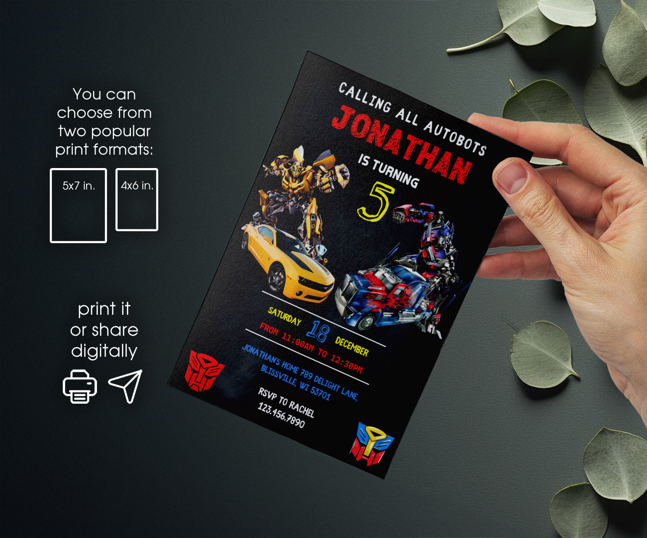 Transformers Rescue Bots customizable invitation template | Share or Print | boy | SC869