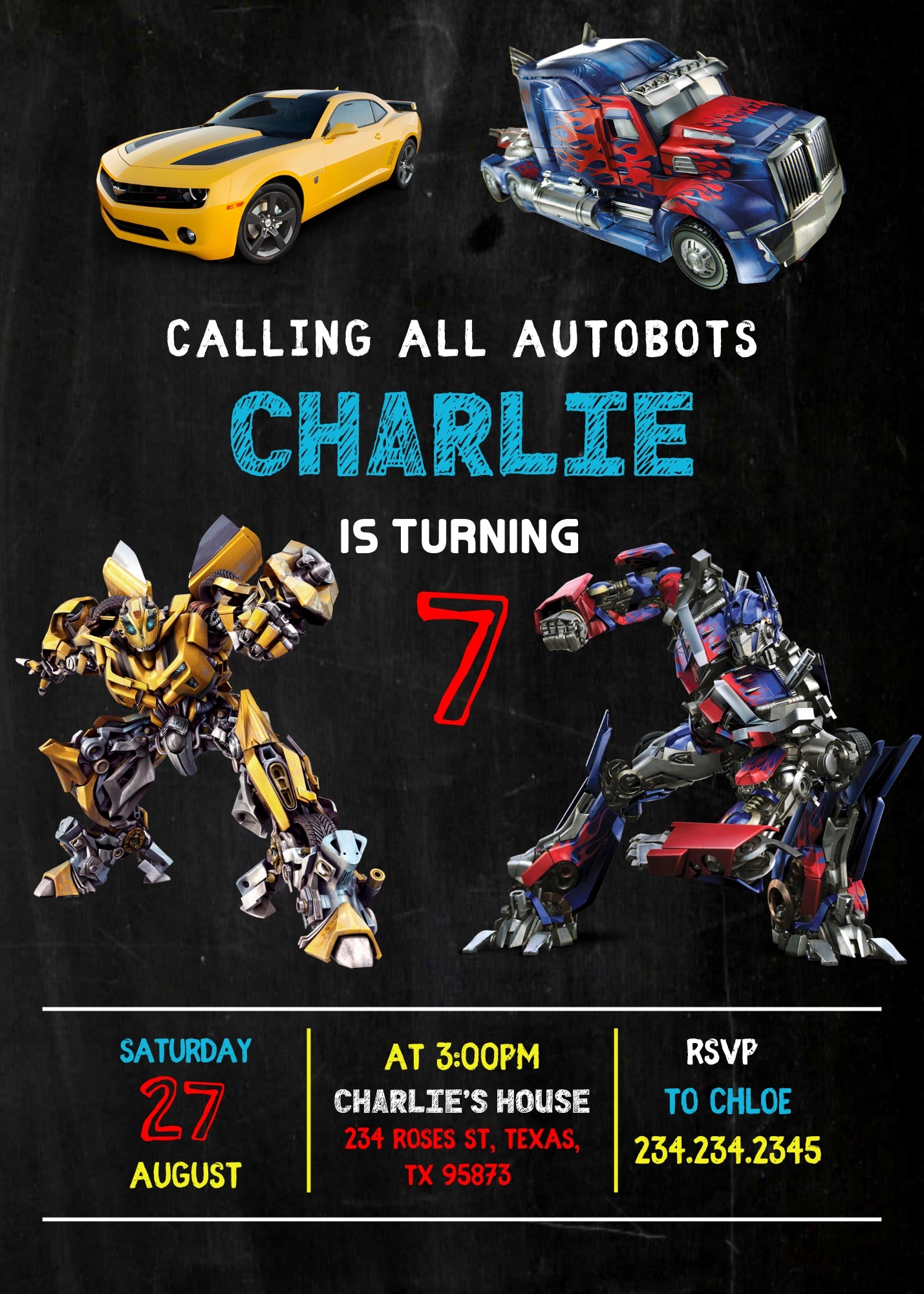 Transformers Rescue Bots customizable invitation template | Share or Print | boy | KJ130