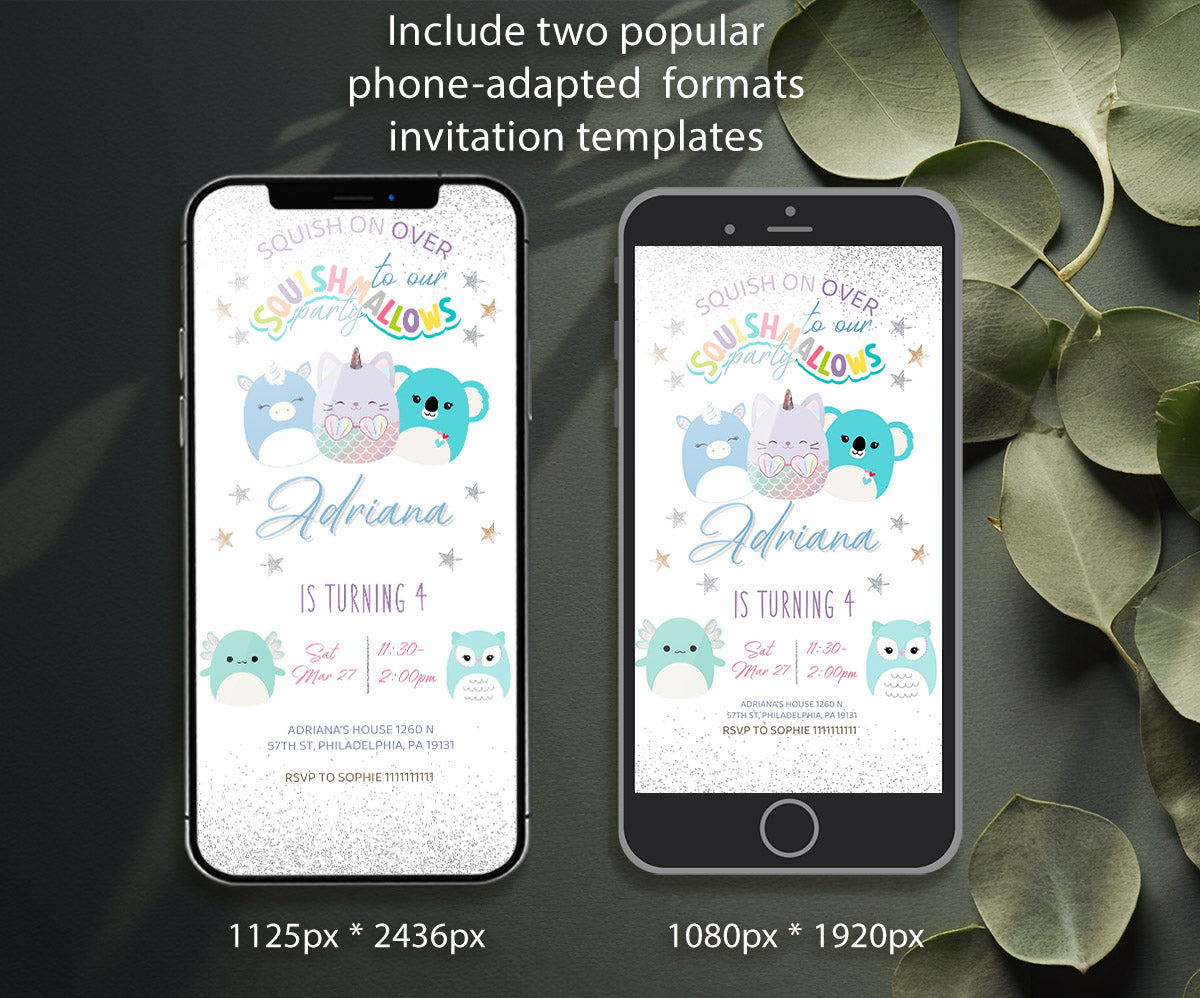 Squishmallows customizable invitation template | Share or Print | QM453