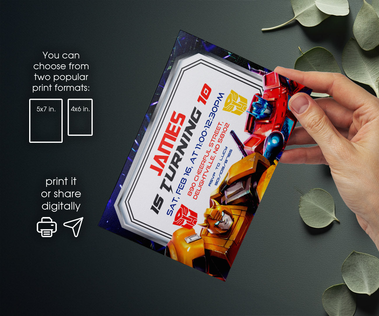 Transformers Rescue Bots customizable invitation template | Share or Print | boy | SA636
