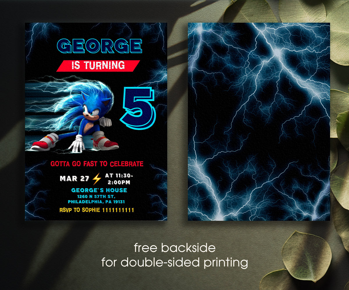 Sonic the Hedgehog customizable invitation template | Share or Print | ZP410