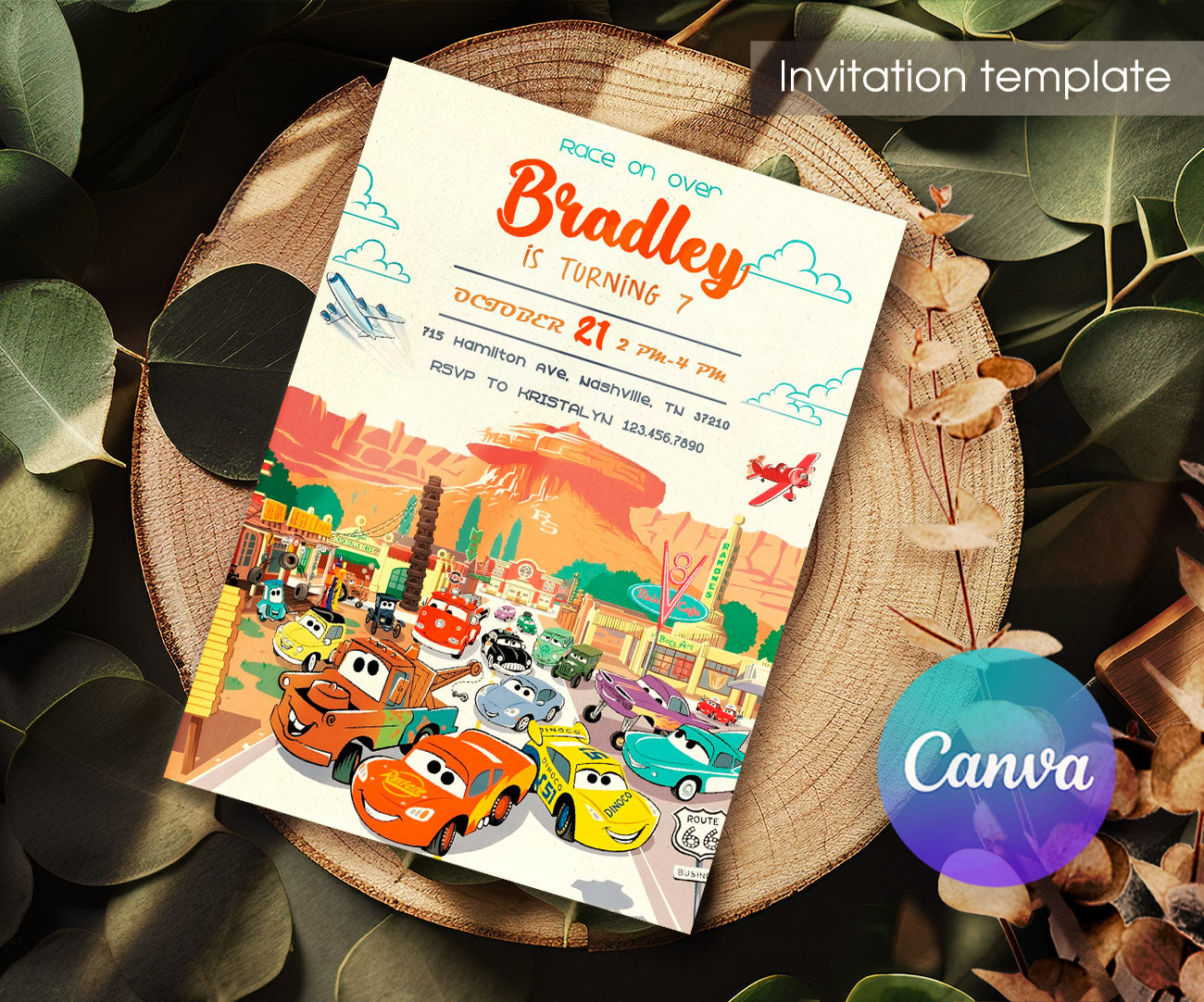 Cars Lightning McQueen customizable invitation template | Share or Print | boy | DQ159