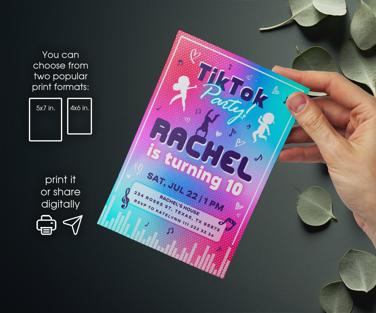 Tik Tok Party customizable invitation template | Share or Print | SY475