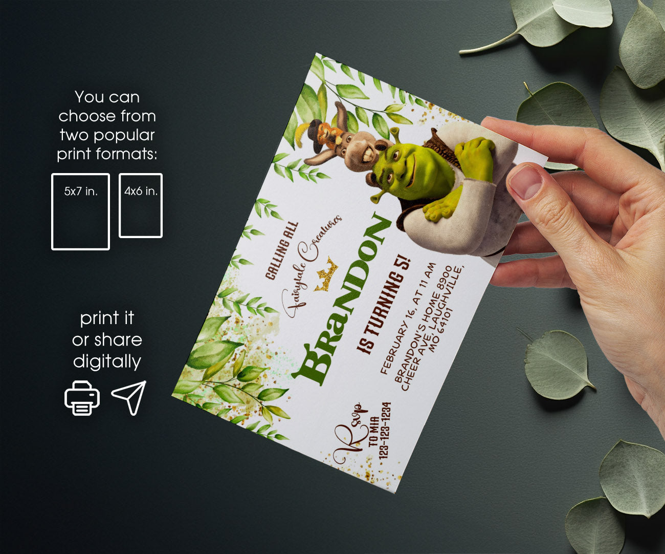 Shrek customizable invitation template | Share or Print | LY016