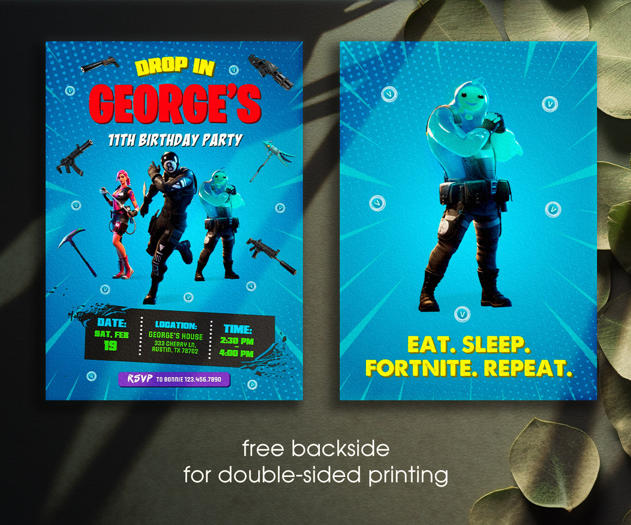 Fortnite Gamer customizable invitation template | Share or Print | boy | SM015