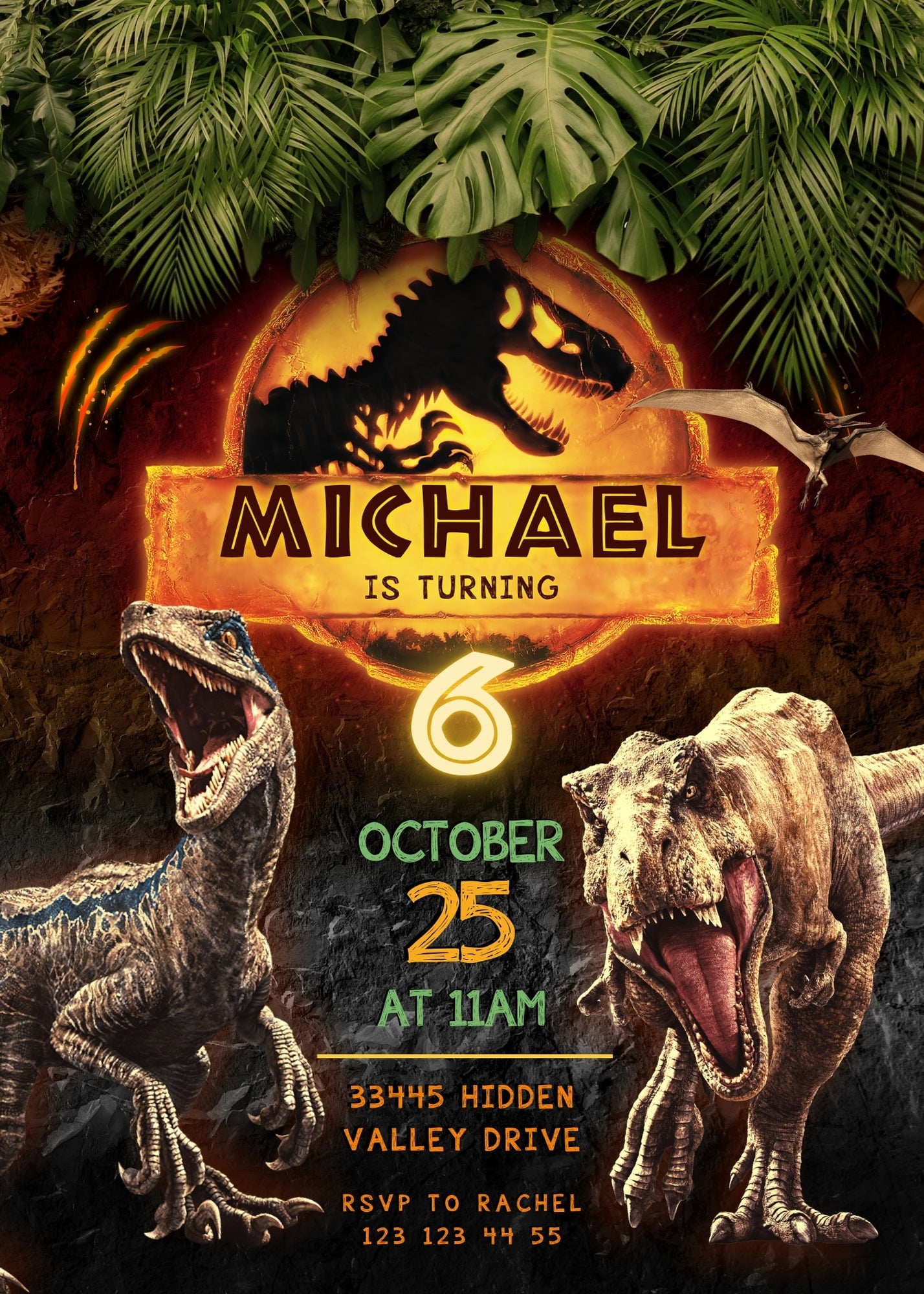 Jurassic World Dinosaur customizable invitation template | Share or Print | TS761
