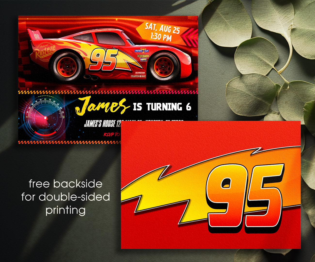 Cars Lightning McQueen customizable invitation template | Share or Print | boy | TB080