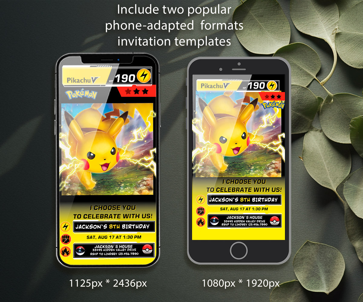 Pokemon Pikachu customizable invitation template | Share or Print | AU252