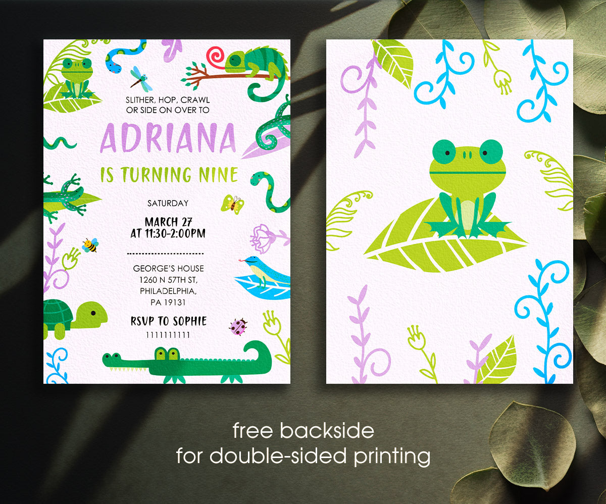 Reptile Lizard Snake customizable invitation template | Share or Print | TP035
