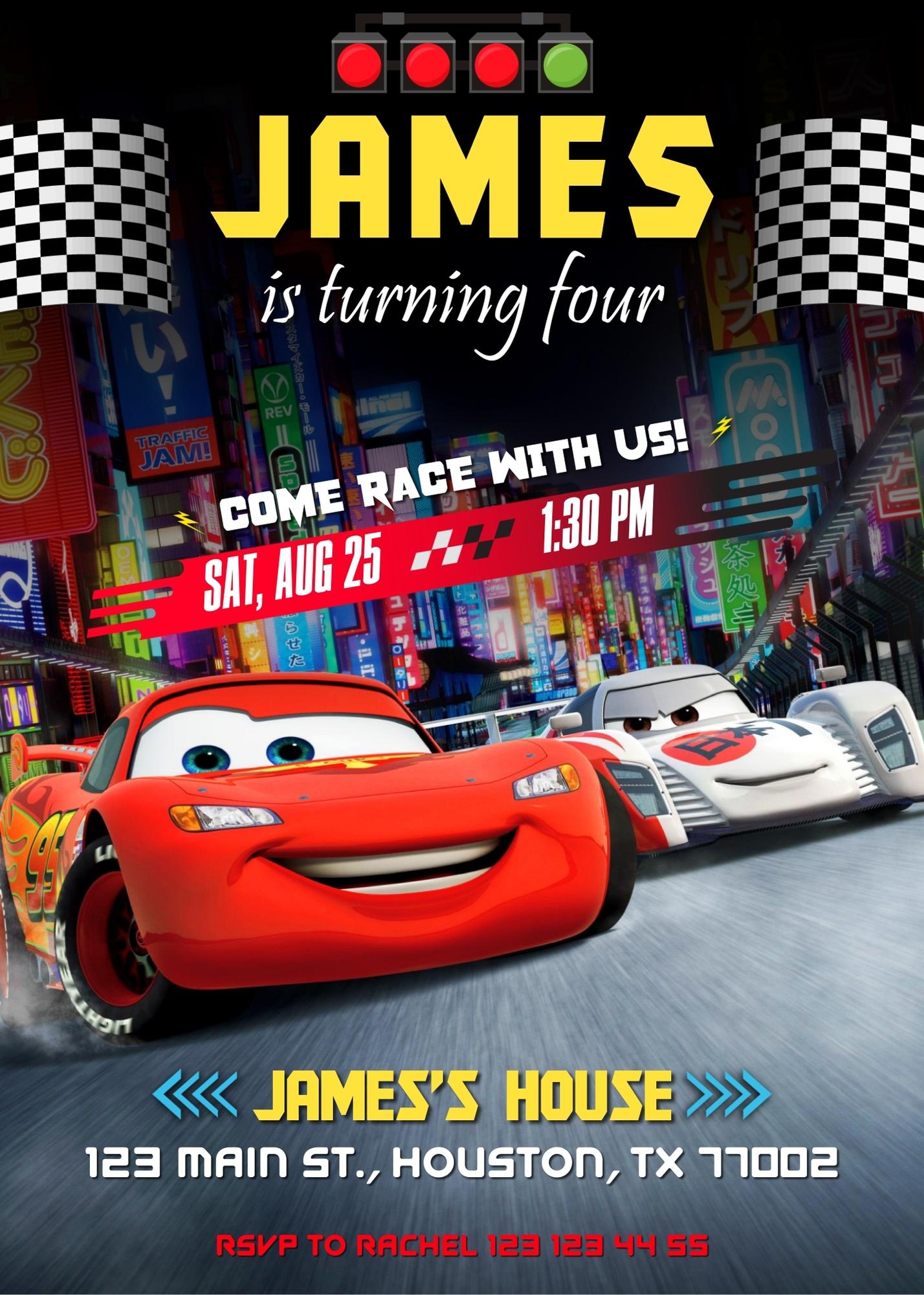 Cars Lightning McQueen customizable invitation template | Share or Print | boy | SK253