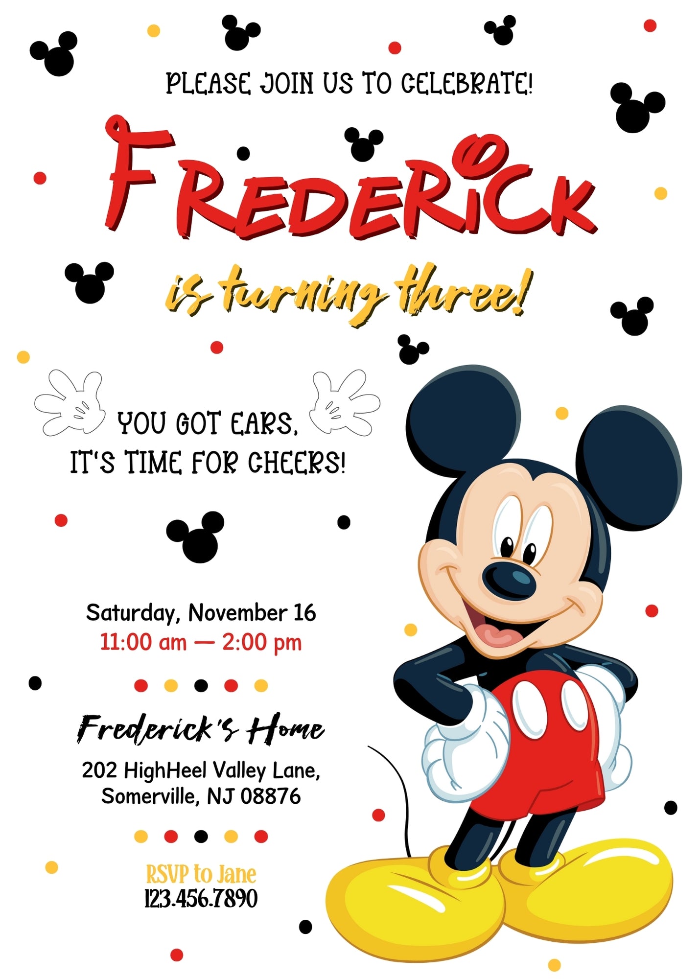 Mickey Mouse and Friends customizable invitation template | Share or Print | TT643