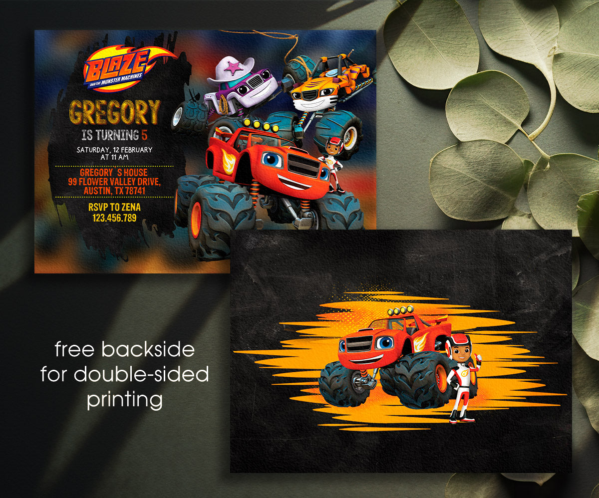 Blaze Monster Machines Trucks customizable invitation template | Share or Print | boy | UM041