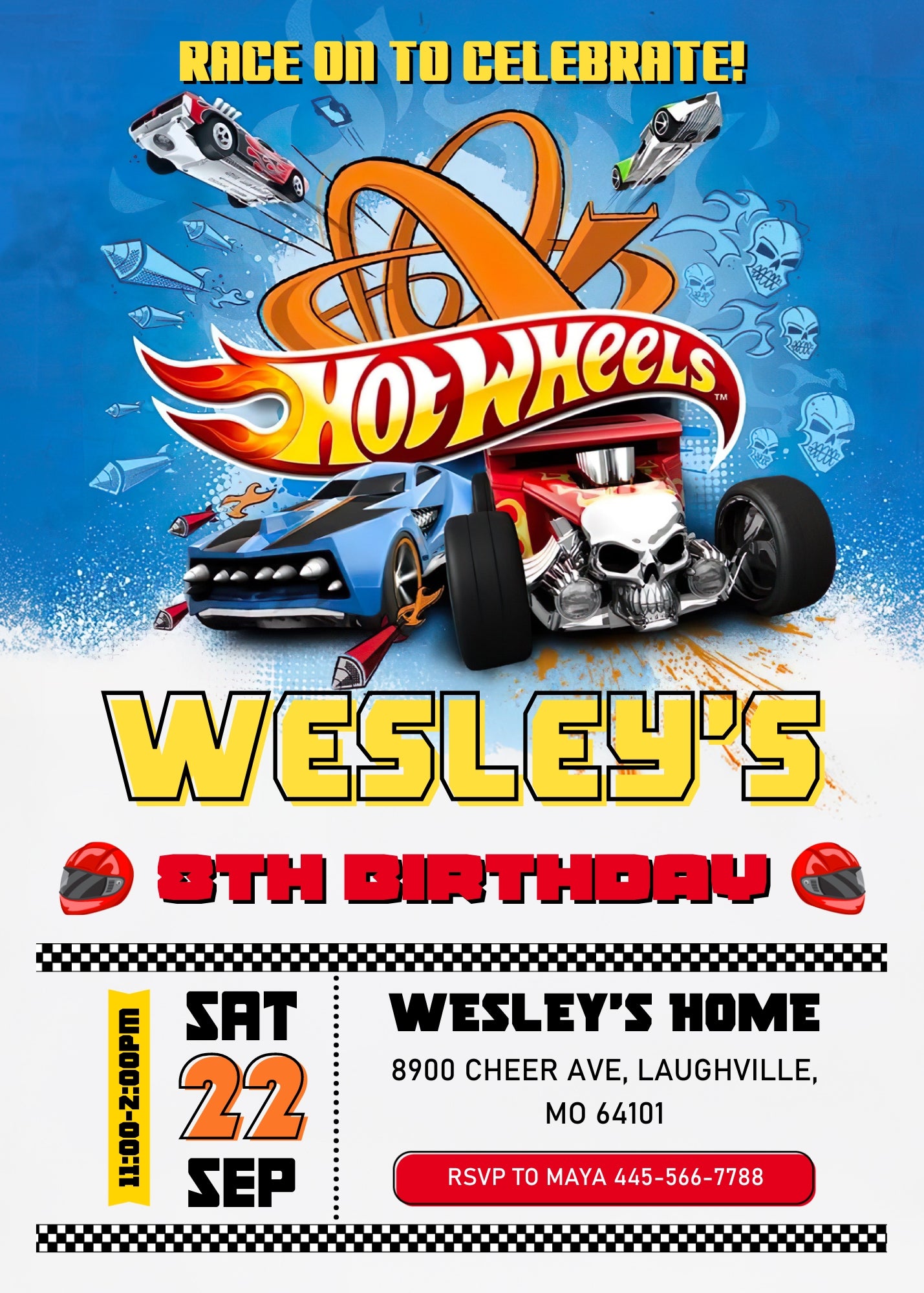Hot Wheels Racing customizable invitation template | Share or Print | boy | DU255
