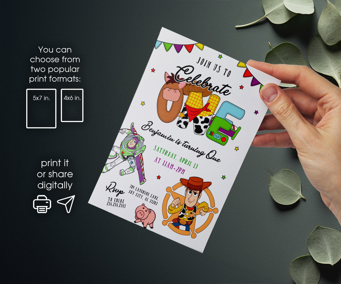 Toy Story Woody customizable invitation template | Share or Print | ZN895