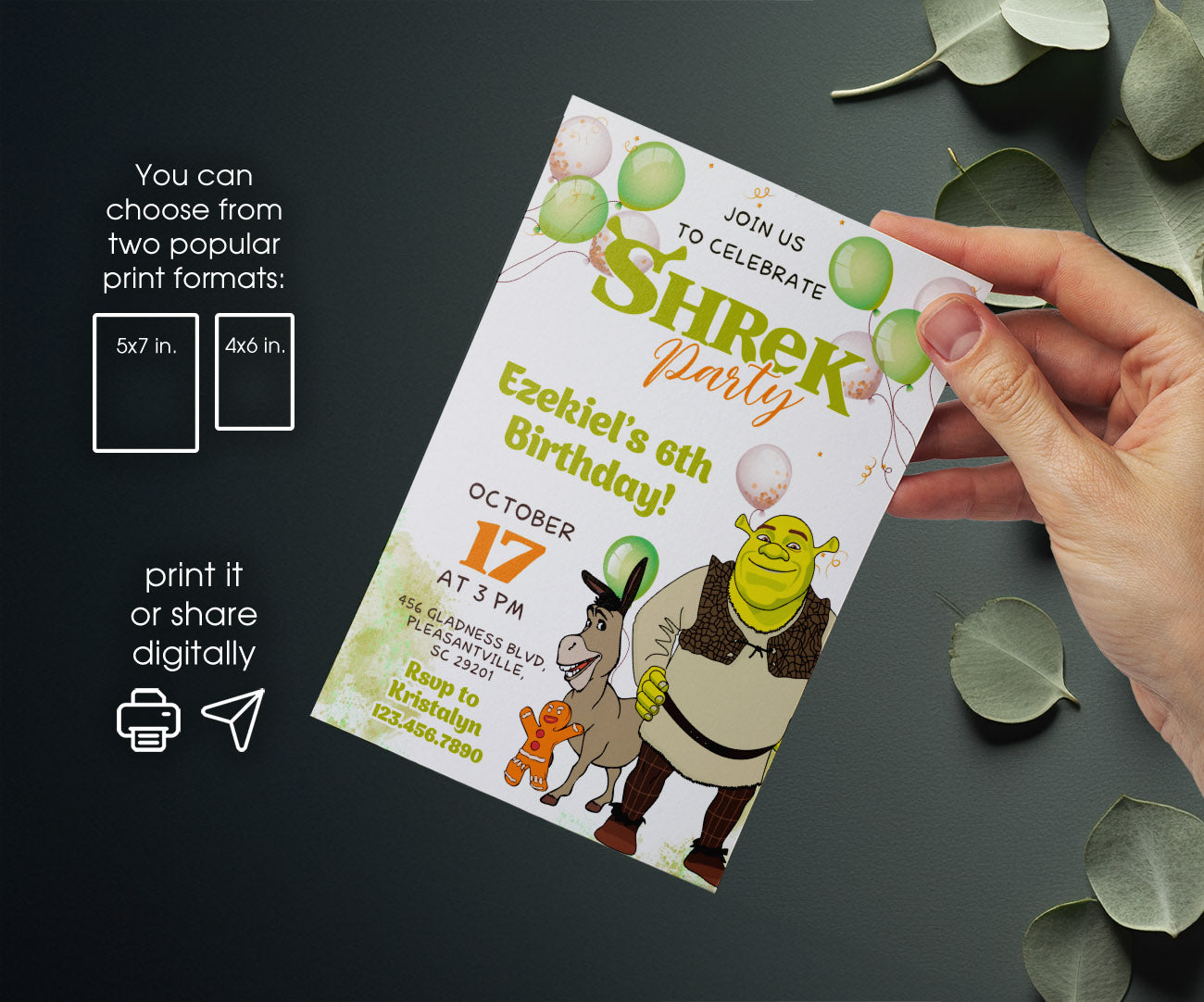 Shrek customizable invitation template | Share or Print | OZ667
