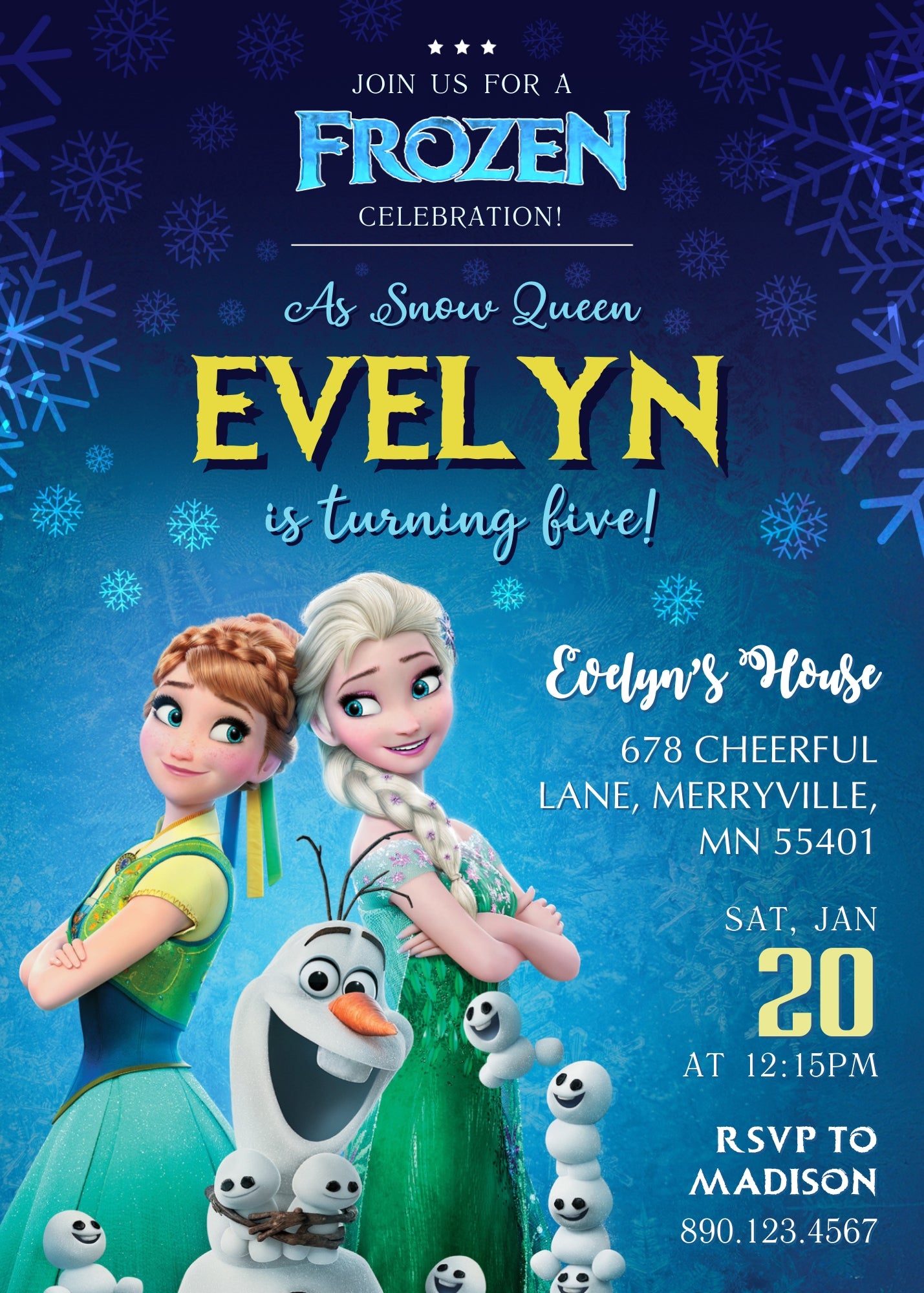 Frozen Elsa customizable invitation template | Share or Print | girl | OV361