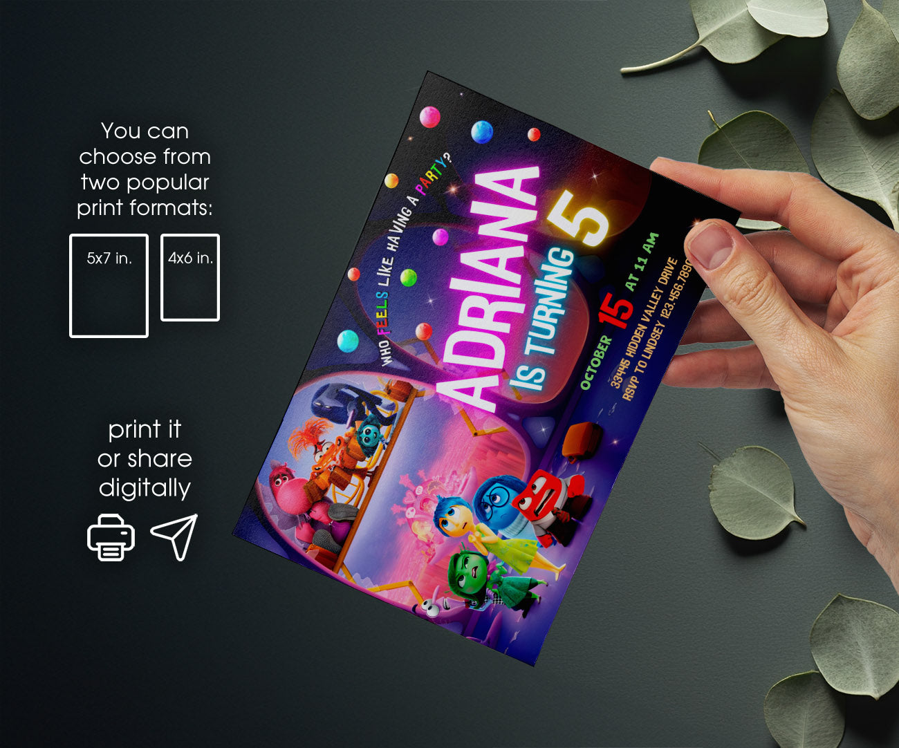 Inside Out 2 customizable invitation template | Share or Print | ZT968