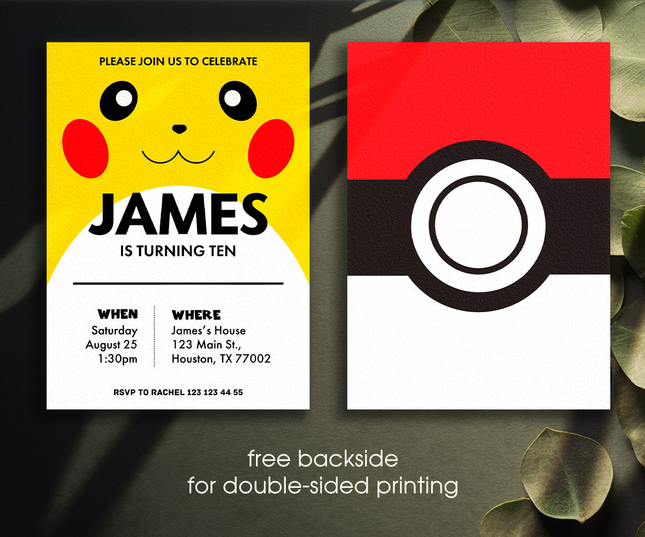 Pokemon Pikachu customizable invitation template | Share or Print | JE879