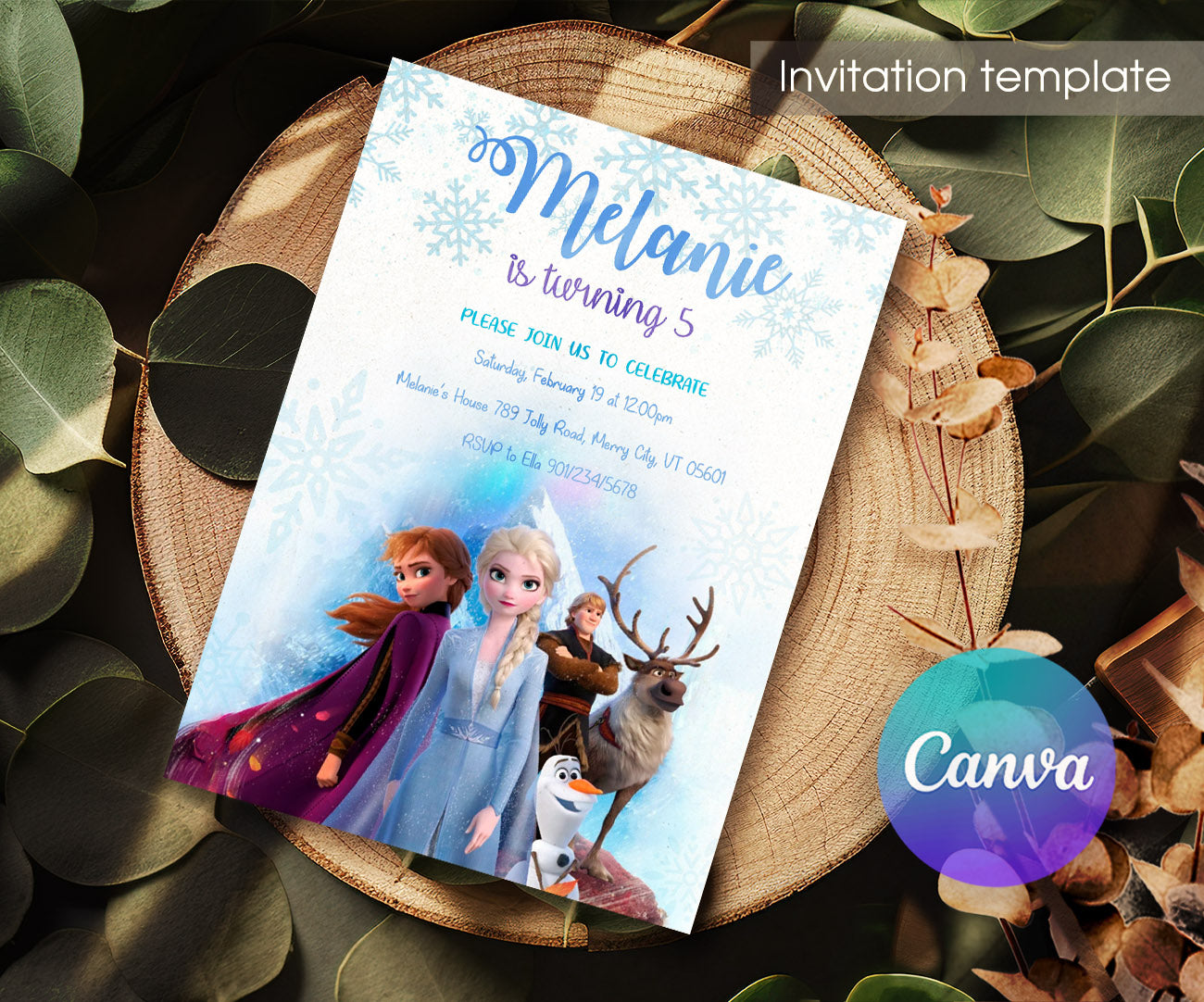Frozen Elsa customizable invitation template | Share or Print | girl | RY778