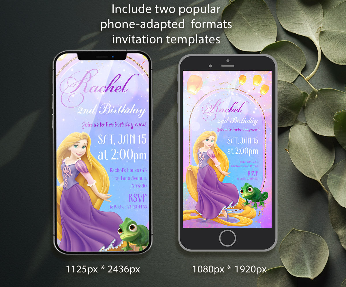 Rapunzel Princess Tangled customizable invitation template | Share or Print | girl | WP435