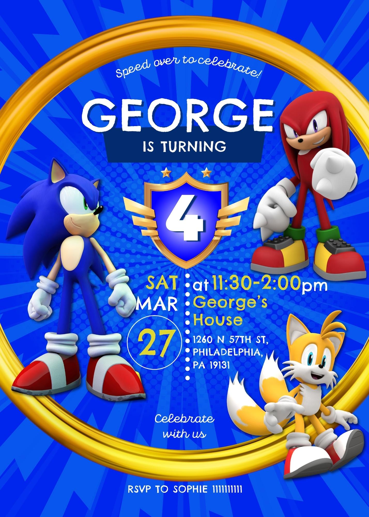 Sonic the Hedgehog customizable invitation template | Share or Print | SB535