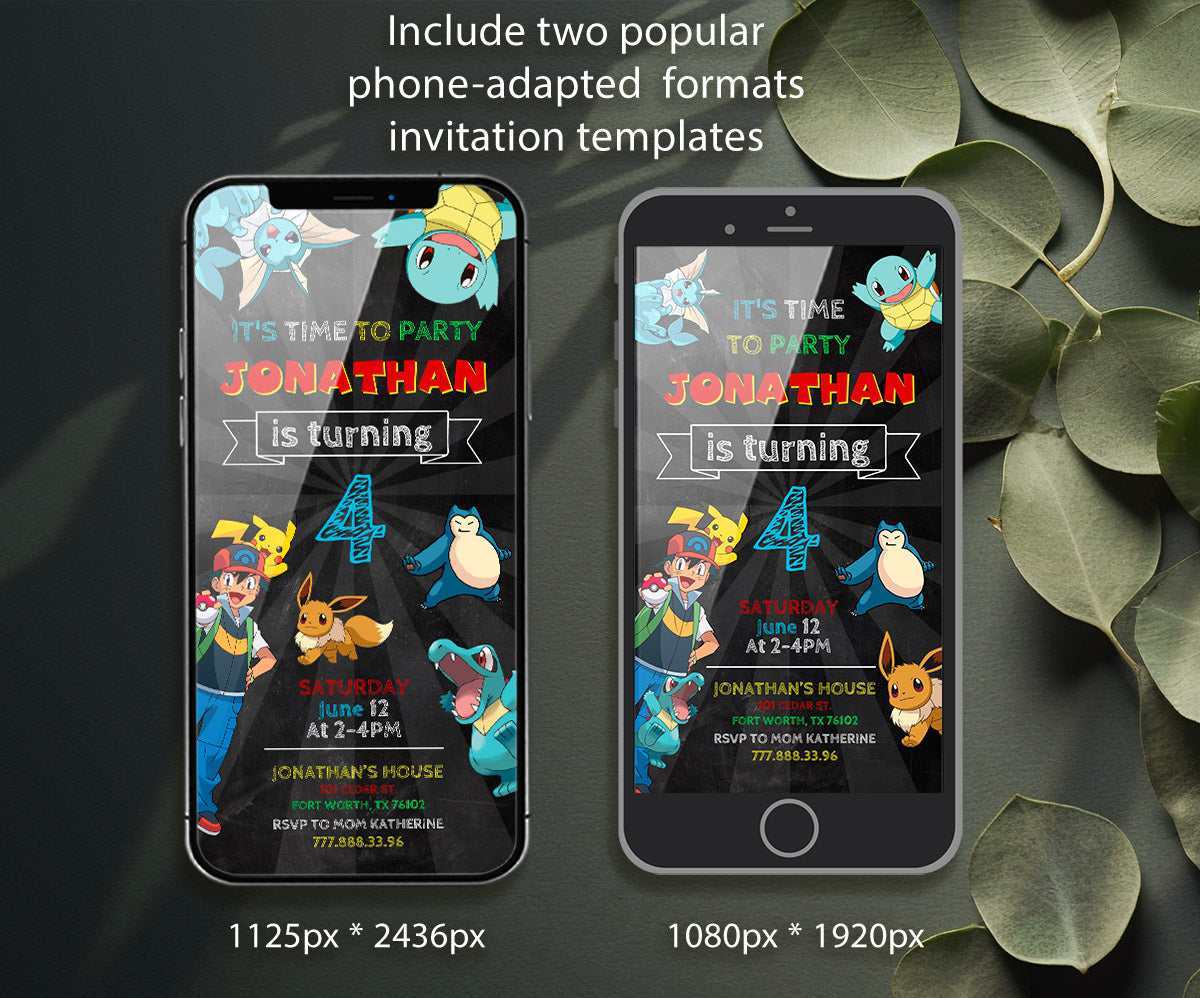 Pokemon Pikachu customizable invitation template | Share or Print | VR614