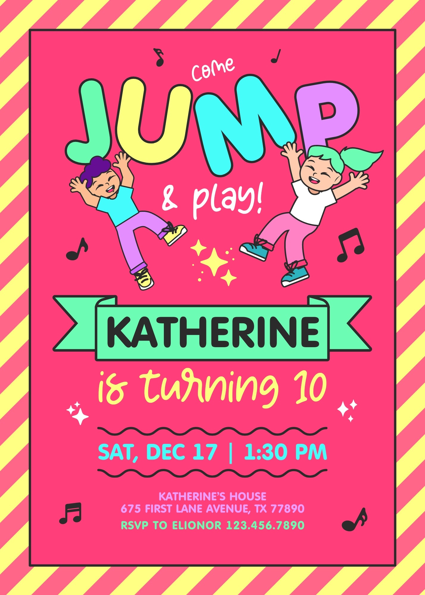 Trampoline Jump Party customizable invitation template | Share or Print | DT881