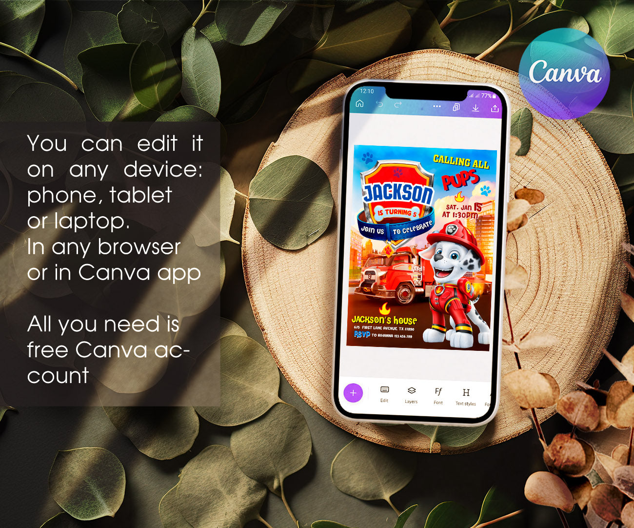 PAW Patrol customizable invitation template | Share or Print | YX373