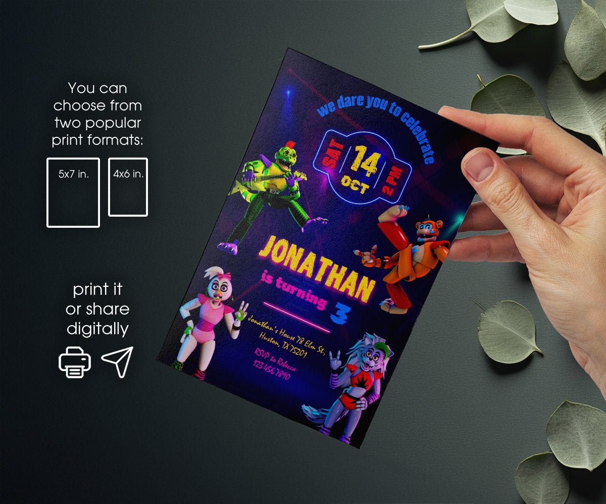 Five Nights at Freddy's customizable invitation template | Share or Print | RX862