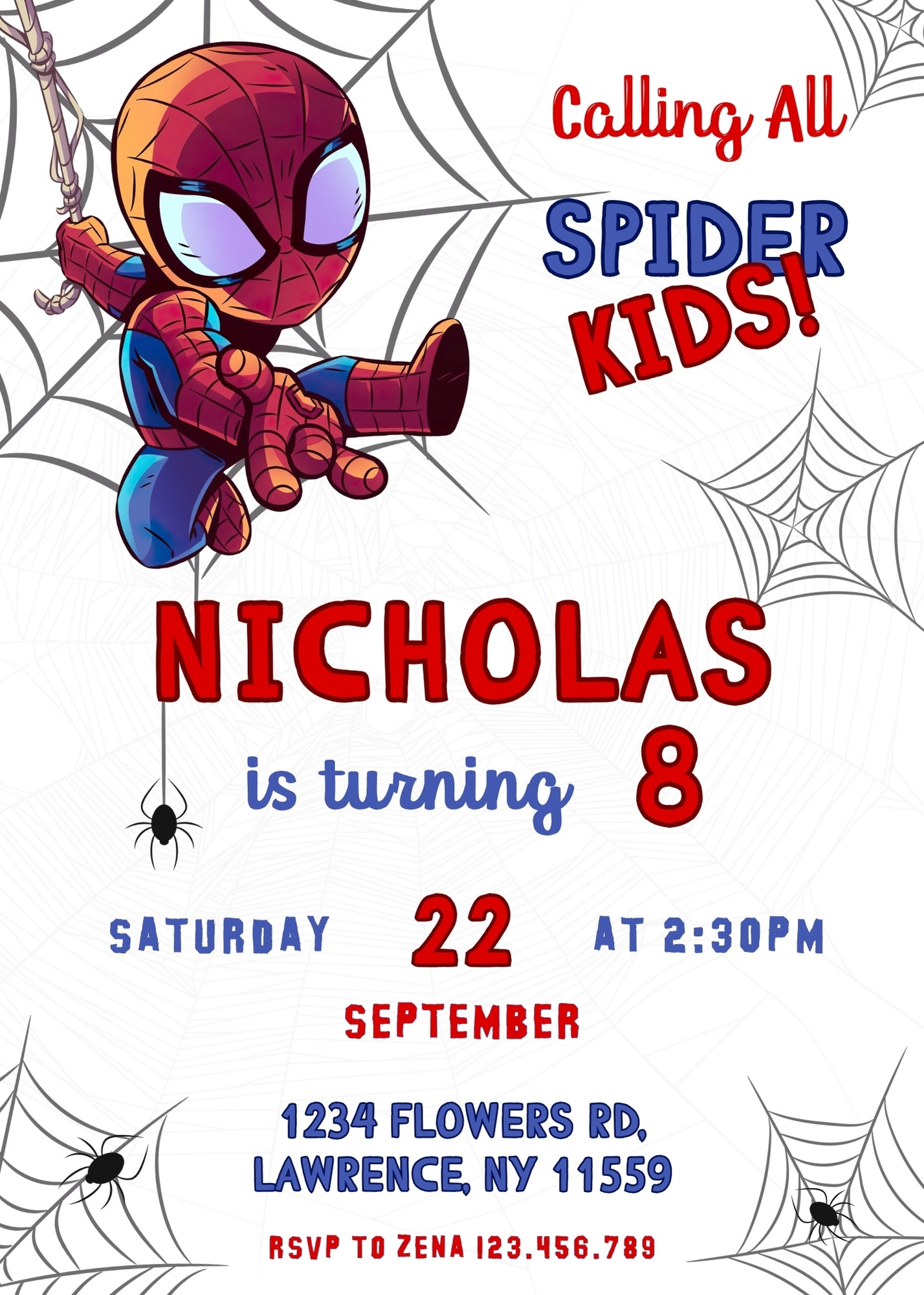 Spidey and His Amazing Friends customizable invitation template | Share or Print | boy | WV264